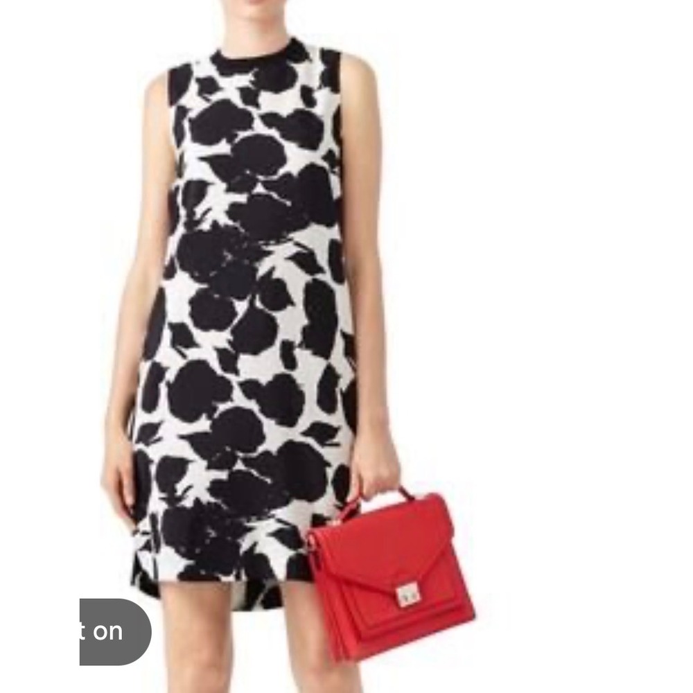 Derek Lam 10 Crosby Dress Womens 6 White Black Abstract Silk Shift Designer NEW